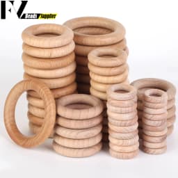 Nature Beech Wood Beads 25-70mm Hollow Circle Ring Baby Teether Wood Beads Infants Teething Care Product DIY Necklaces Wholesale