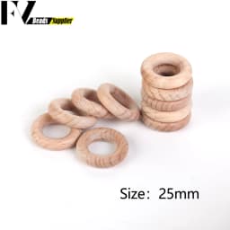 Nature Beech Wood Beads 25-70mm Hollow Circle Ring Baby Teether Wood Beads Infants Teething Care Product DIY Necklaces Wholesale