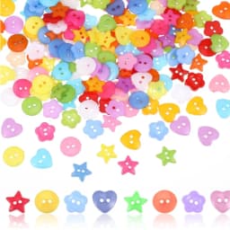 100Pcs Mix Style Craft Buttons Sewing Button Round Heart Star Flower Handmade Two Eyes Buttons for DIY Craft Painting Decoration