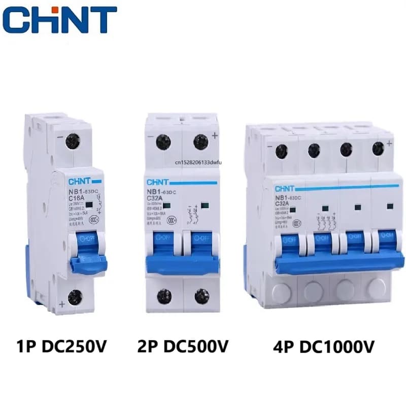 CHINT DC Circuit Breaker NB1-63DC 1P 2P 4P DC500V 6KA C1A 2A 3A 4A 5A 6A 10A 16A 20A 25A 32A 40A 50A 63A Mini DC Circuit Breaker