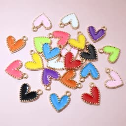 30pcs 9x7mm 15x13mm Alloy Enamel Heart Handmade Charms Pendant DIY Jewelry Making Accessories for Earrings Bracelet Necklace