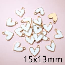 30pcs 9x7mm 15x13mm Alloy Enamel Heart Handmade Charms Pendant DIY Jewelry Making Accessories for Earrings Bracelet Necklace