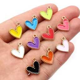 30pcs 9x7mm 15x13mm Alloy Enamel Heart Handmade Charms Pendant DIY Jewelry Making Accessories for Earrings Bracelet Necklace