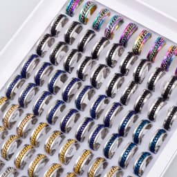 Wholesale Bulk 20pcs/Lots Rotatable Chain Spinner Stainless Steel Rings Decompression Jewelry For Men Women Mix Style