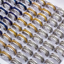 Wholesale Bulk 20pcs/Lots Rotatable Chain Spinner Stainless Steel Rings Decompression Jewelry For Men Women Mix Style
