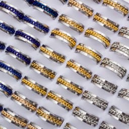 Wholesale Bulk 20pcs/Lots Rotatable Chain Spinner Stainless Steel Rings Decompression Jewelry For Men Women Mix Style