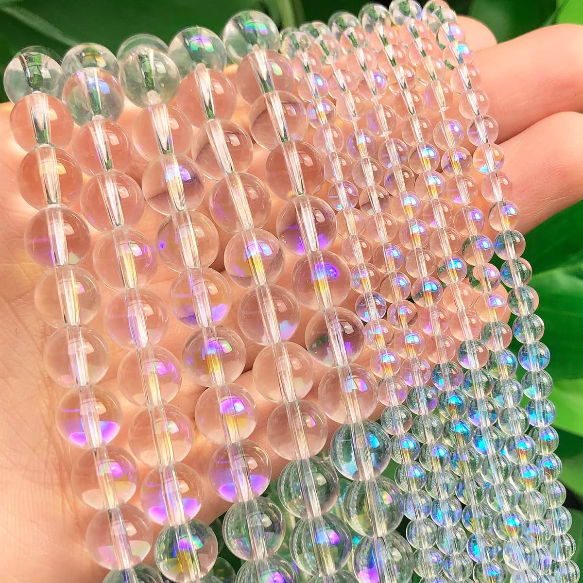 AB Blue Purple Quartzs Crystal Beads Clear Natural Round Stone Loose Beads DIY Accessories for Jewelry Bracelet Making 2-8mm