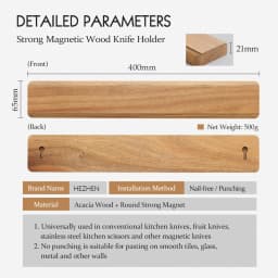 Hezhen Magnetic Knife Holder 400mm Kitchen Accessories Wooden Knives Storage Tools Acacia Wood This Is A Holder Without Knife