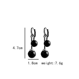 Temperament Retro Black Pearl Ball Drop Earrings for Women Luxury Design Elegant Crystal Dangle Earring Goth Jewelry Pendientes