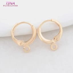 20PCS 12*15MM 14K Gold Color Brass Round Earrings Hoops High Quality Jewelry Making Supplies Diy Findings Accessories