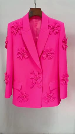 HIGH STREET Newest 2026 Fashion Designer Jacket Women's Stereoscopic Flowers Appliques Double Breasted Long Blazer