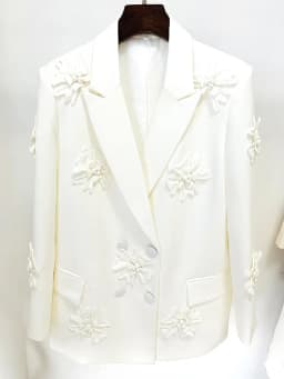 HIGH STREET Newest 2026 Fashion Designer Jacket Women's Stereoscopic Flowers Appliques Double Breasted Long Blazer
