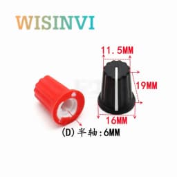 5PCS Color Rubber Half Shaft Knob Diameter 16 MM Height 19 MM Rubber Potentiometer Knob 180 Degree D-Shaped Inner Hole 6 MM