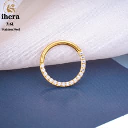 1/10PCS Stainless Steel Nose Rings Septum Clicker CZ Zircon Hinged Segment Round Earrings Hoops Ear Cartilage Piercing Jewelry