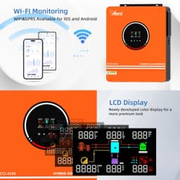 Hybrid Solar Inverter 1KW 3KW 4.2KW 6.2KW 10.2KW Build-in Mppt Controller 500VDC PV Input 230VAC 12V 24V 48V Pure Sine Wave
