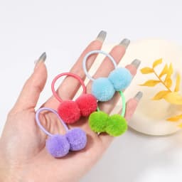 5/10/20Pcs/Set Solid Double Plush Ball Elastic Hair Bands For Kids Girls Hair Ropes Ties Ponytail Headwear Hair Accessories Gift