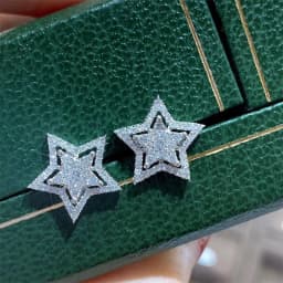 Huitan Brilliant Crystal Star Earrings Women Full Paved White Cubic Zirconia Simple Stylish Earring Versatile Fashion Jewelry