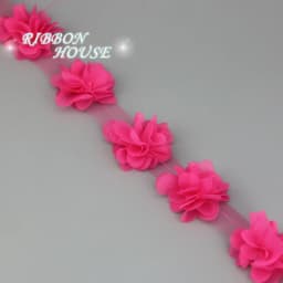 (60 pieces/lot) pink petal Chiffon lace fabric Webbing Decoration Love gift ribbons crafts 50mm width