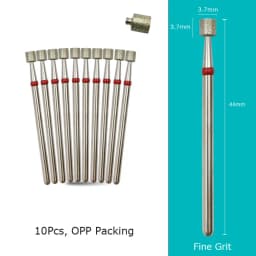 HYTOOS 10pcs/Pack Russian Diamond Nail Drill Bit 3.7*3.7mm Barrel Manicure Cuticle Burr Electric Drills Accessories Supplier