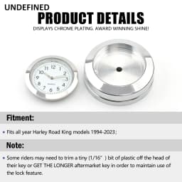 Fork Lock Clock Cover For Harley Road King FLHR/I FLHRC/I FLHRSE 1994-2022 All Models Motorcycle Black White Dial Waterproof