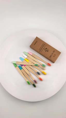 Children 10 Pieces Colorful Bamboo Toothbrush Nylon Bristle Eco Paint Toothbrush Kids Arosse a Dent Bambou Vegan Tooth Dental