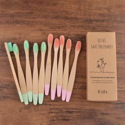Children 10 Pieces Colorful Bamboo Toothbrush Nylon Bristle Eco Paint Toothbrush Kids Arosse a Dent Bambou Vegan Tooth Dental
