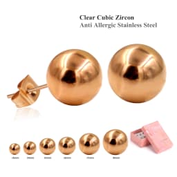 6 Pairs/Box Fashion Ball Earrings Set Mixed Size 316L Stainless Steel Anti-allergy Punk Ear Stud For Gift Jewelry Accessories
