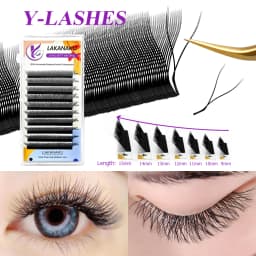 LAKANAKU YY L Shape Volume Lashes Y Eyelashes Extensions Cilia and Brazilian Volume Cashmere Mink Eyelash Extensions Cilios YY