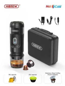 HiBREW Portable Coffee Machine for Car & Home,DC12V Expresso Coffee Maker Fit Nexpresso Dolce Pod Capsule Coffee Powder H4A NEW