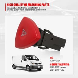 8200442724 Warning Light Button Emergency Flasher Lamp Switch For Renault Trafic Espace Nissan Laguna Vauxhall Vivaro 820048004