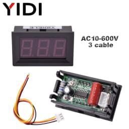 0.56 LED Digital Ammeter Voltmeter Panel DC 100V 10A AC 220V 500V 600V Calibrate Reading Red Green Blue Volt Amp Meter Gauge