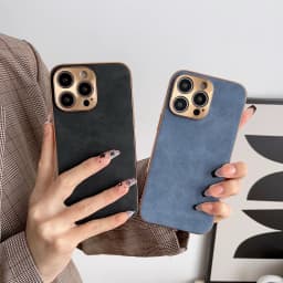 Leather Phone Case For Iphone 13 11 12 14 15 16 17 ProMax Plus Electroplated Frame Lambskin Phone Shell For IPHON 15 16 17Promax