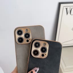 Leather Phone Case For Iphone 13 11 12 14 15 16 17 ProMax Plus Electroplated Frame Lambskin Phone Shell For IPHON 15 16 17Promax