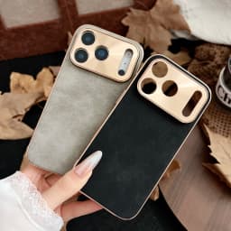 Leather Phone Case For Iphone 13 11 12 14 15 16 17 ProMax Plus Electroplated Frame Lambskin Phone Shell For IPHON 15 16 17Promax