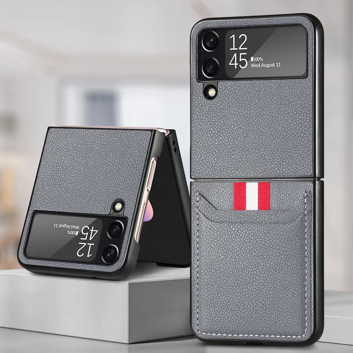 Leather Matte Funda Coque Case for Samsung Galaxy Z flip8 flip7 FE flip6 Flip4 Flip5 Flip 8 7 6 5 4 Flip3 Flip 3 5G Bag