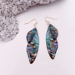 Minar Fantasy Rose Red Blue Green Color Resin Simulation Wings Long Drop Earrings for Women Rhinestone Flake Butterfly Earring