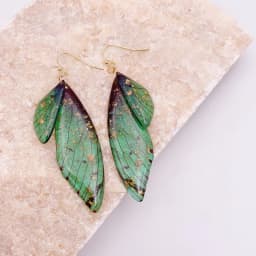 Minar Fantasy Rose Red Blue Green Color Resin Simulation Wings Long Drop Earrings for Women Rhinestone Flake Butterfly Earring
