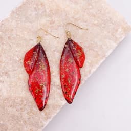 Minar Fantasy Rose Red Blue Green Color Resin Simulation Wings Long Drop Earrings for Women Rhinestone Flake Butterfly Earring