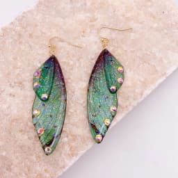 Minar Fantasy Rose Red Blue Green Color Resin Simulation Wings Long Drop Earrings for Women Rhinestone Flake Butterfly Earring
