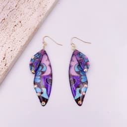 Minar Fantasy Rose Red Blue Green Color Resin Simulation Wings Long Drop Earrings for Women Rhinestone Flake Butterfly Earring