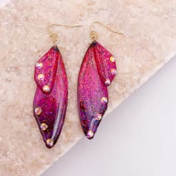 Minar Fantasy Rose Red Blue Green Color Resin Simulation Wings Long Drop Earrings for Women Rhinestone Flake Butterfly Earring