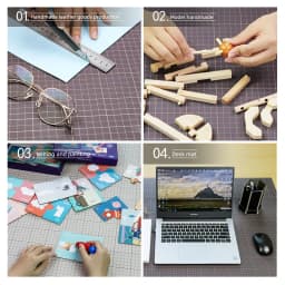 WUTA New Fabric Cutting Mat, Leather Cutting Board A1 A2 A3 A4 A5 Professional Self Healing Quality Double-Sided Craft Tool Set