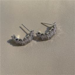 Fashion Fine Sparkle Zircon C Shape Metal Earrings For Women Korean Temperament Accessories Wedding Jewelry Girls Gift