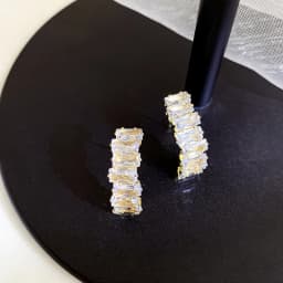 Fashion Fine Sparkle Zircon C Shape Metal Earrings For Women Korean Temperament Accessories Wedding Jewelry Girls Gift