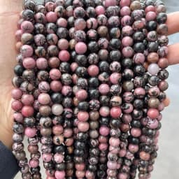 Natural Black Lace Rhodonite Beads Round Loose Beads 15" Strand 4 6 8 10 12 MM Pick Size For Jewelry Making Bracelet Necklace