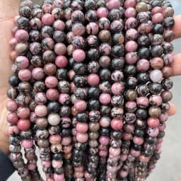 Natural Black Lace Rhodonite Beads Round Loose Beads 15" Strand 4 6 8 10 12 MM Pick Size For Jewelry Making Bracelet Necklace