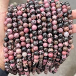 Natural Black Lace Rhodonite Beads Round Loose Beads 15" Strand 4 6 8 10 12 MM Pick Size For Jewelry Making Bracelet Necklace