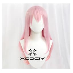 Super Sonico Supersonico 60cm Long Pink Ombre Hair Heat Resistant Cosplay Costume Wig + Toy headset Headphone Prop