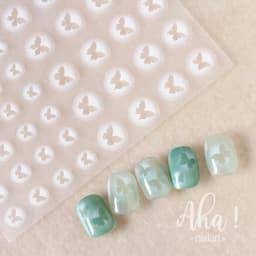 White Bloom Translucent Hollow Butterfly Heart Nail Sticker Press on Nails Decals Hollow Heart Star Moon Shape Sticker Sliders