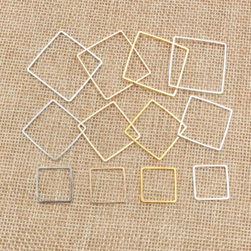 15 20 25 mm Brass Closed Square Ring Earring Wires Hoops Pendant Connectors Rings For DIY Jewelry Making Supplies Accessories